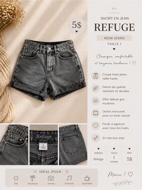 Refuge Gray Washed Mom Jean Shorts